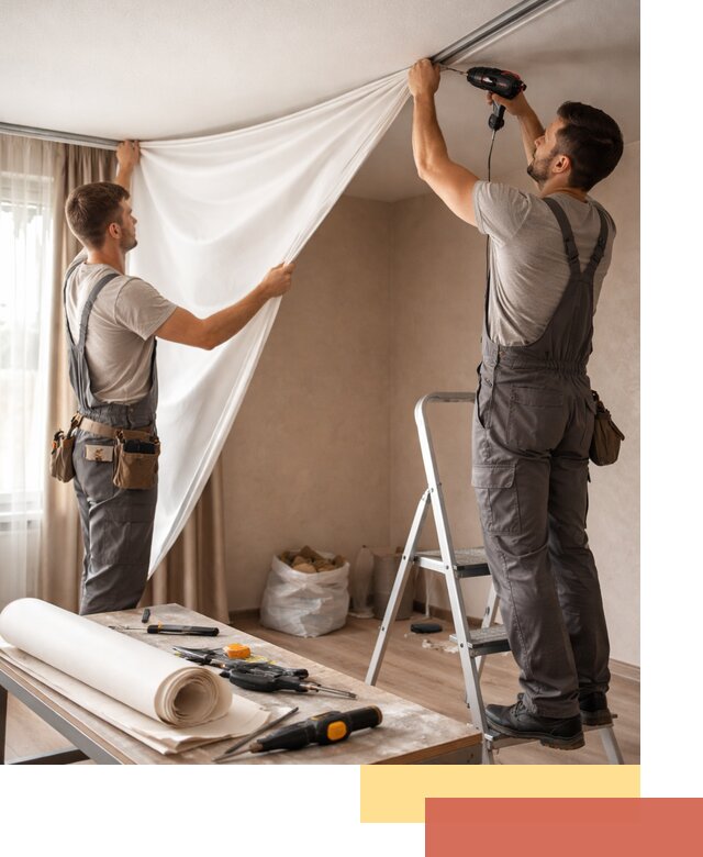 Замена полотна натяжного потолка в Пензе быстро и качественно