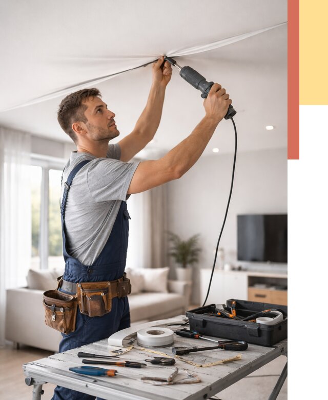 Ремонт натяжных потолков в Пензе от 9752 руб. под ключ — ОТДЕЛОЧНИК-Пнз