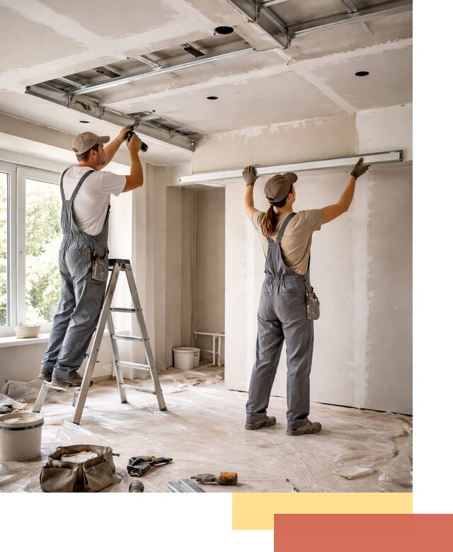 Монтаж многоуровневого потолка из гипсокартона в Пензе