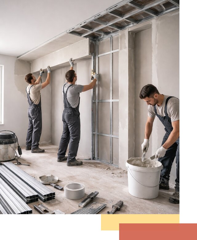 Монтаж потолка из гипсокартона с нишей в Пензе