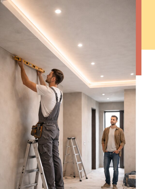 Потолок из гипсокартона с подсветкой в Пензе от 770 руб./м2 под ключ | ОТДЕЛОЧНИК-Пнз