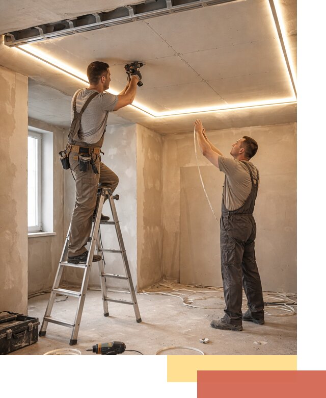 Потолок из гипсокартона с подсветкой в Пензе