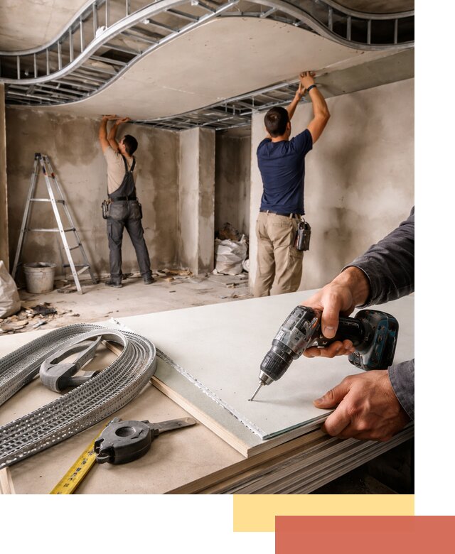 Криволинейный потолок из гипсокартона в Пензе — монтаж и отделка