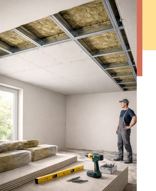 Звукоизоляция потолка ГКЛ в Пензе от 975 руб. — монтаж под ключ | ОТДЕЛОЧНИК-Пнз