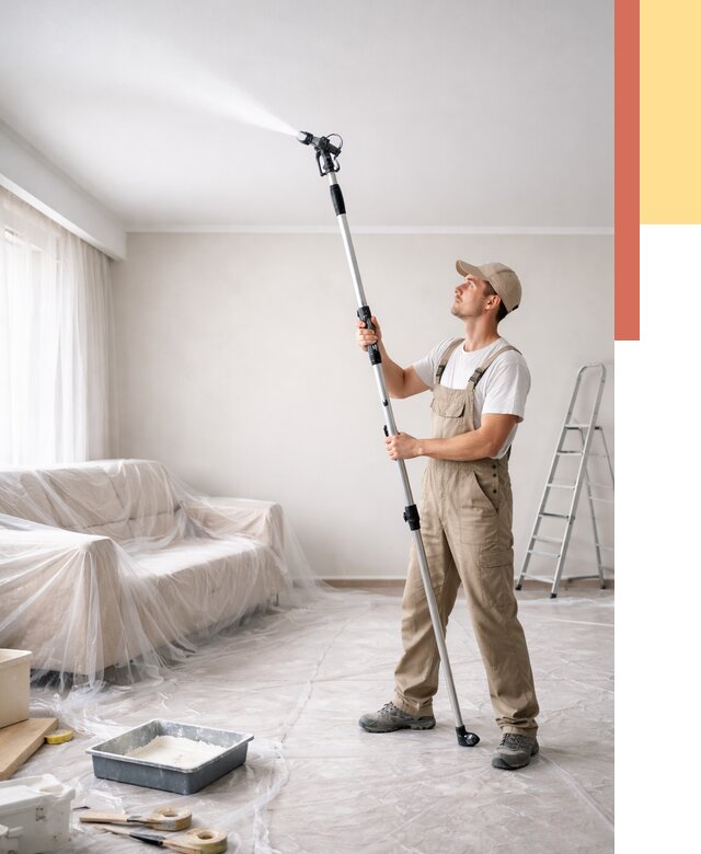 Покраска потолка краскопультом в Пензе от 4619 руб. быстро и недорого | ОТДЕЛОЧНИК-Пнз